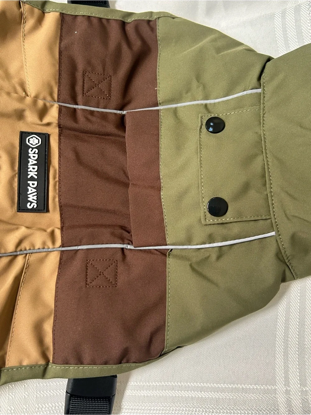 Dog clothes medium sized. Raincoat, water and wind proof, reflective detailing.